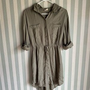 Japna Olive Button-Down Mini Dress